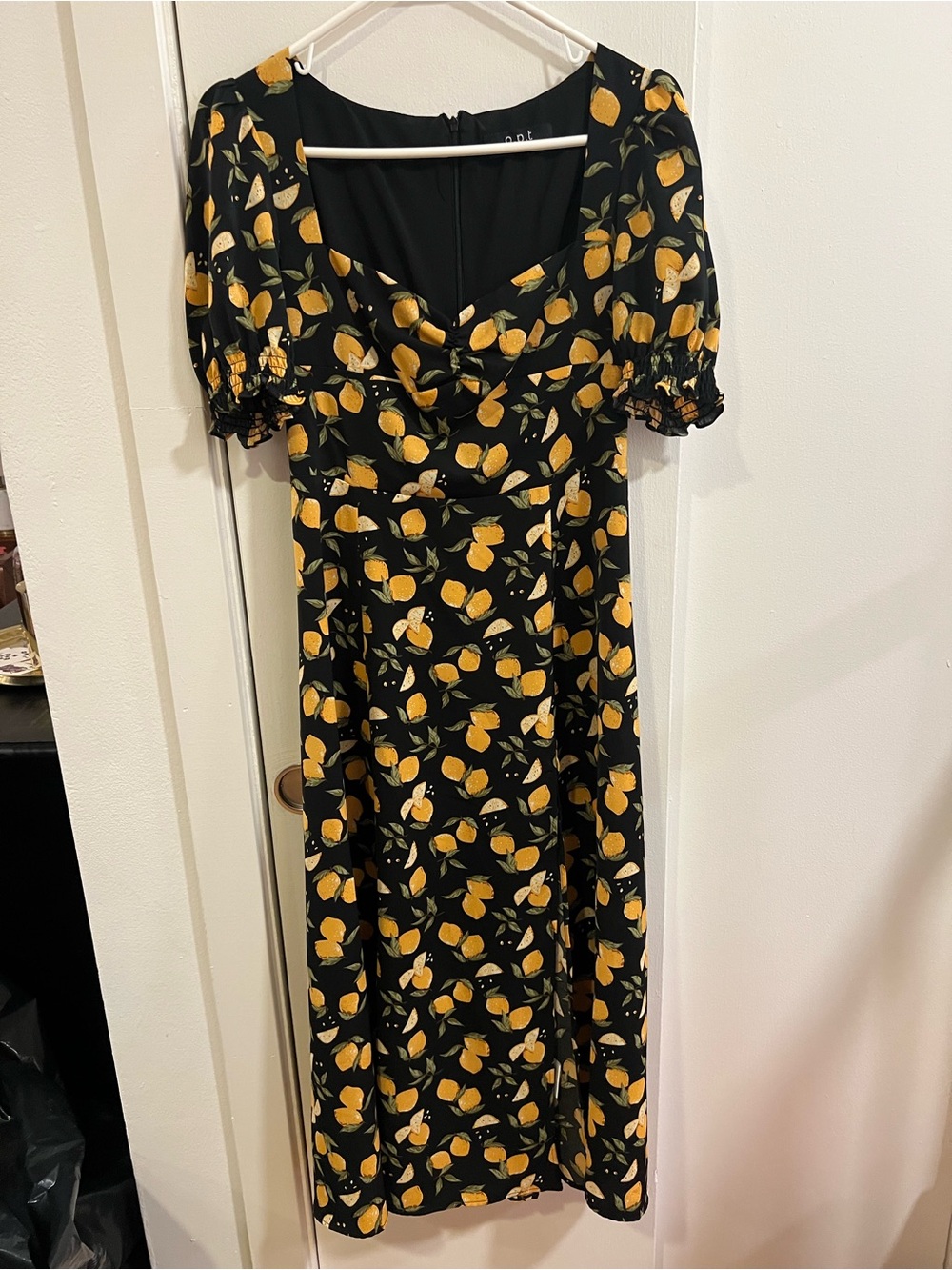O.p.t. Black Lemon-Print Midi Dress